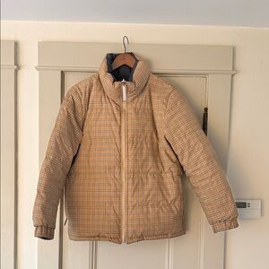 Burberry Tan Plaid Quilted Puffer Jacket